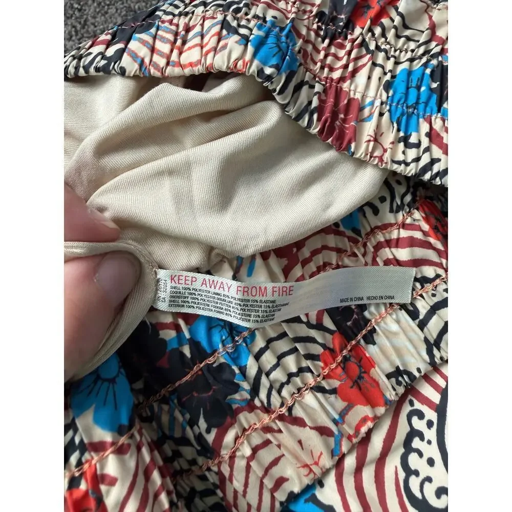 Free People Floral Wave Print Smocked Waist Shorts in Beige, Blue, Red, Black